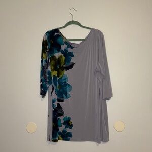 Gray blouse with floral print